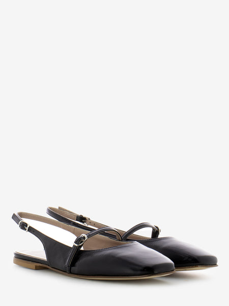 Slingback Ester a punta quadrata nera