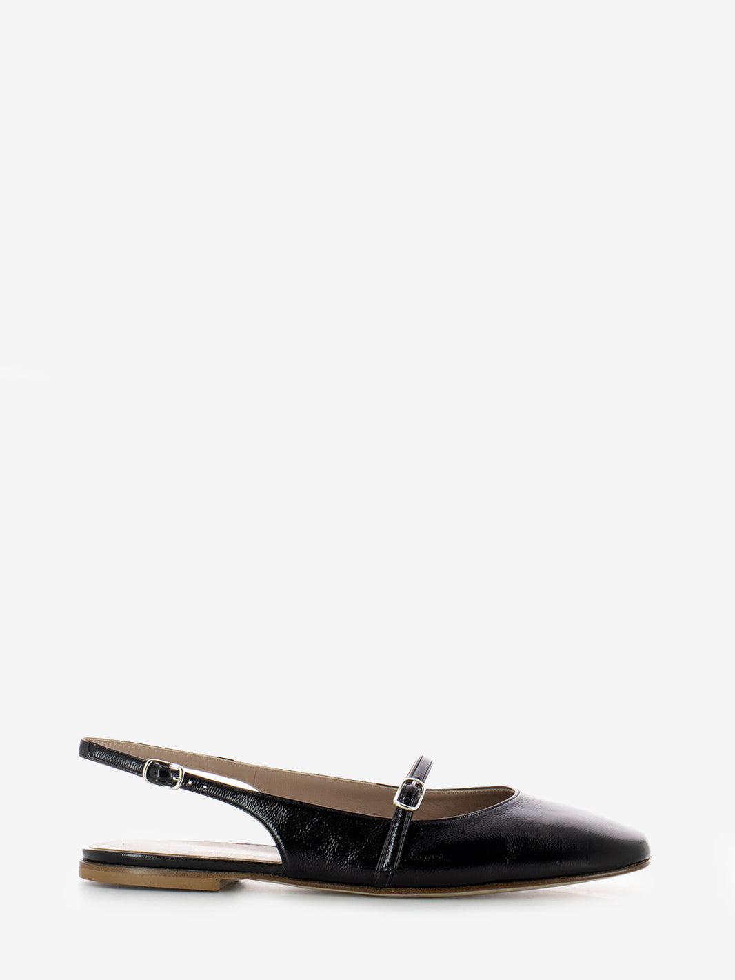 Slingback Ester a punta quadrata nera