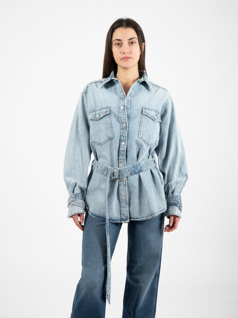 7 FOR ALL MANKIND - Belted overshirt unwind light blue