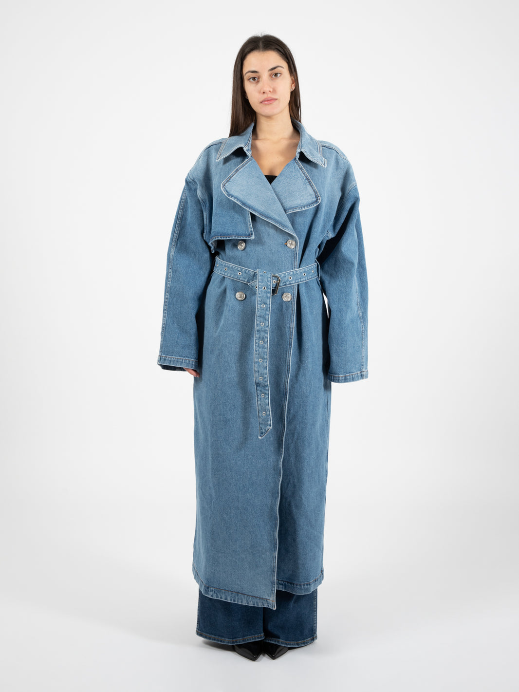 Denim trench light blue