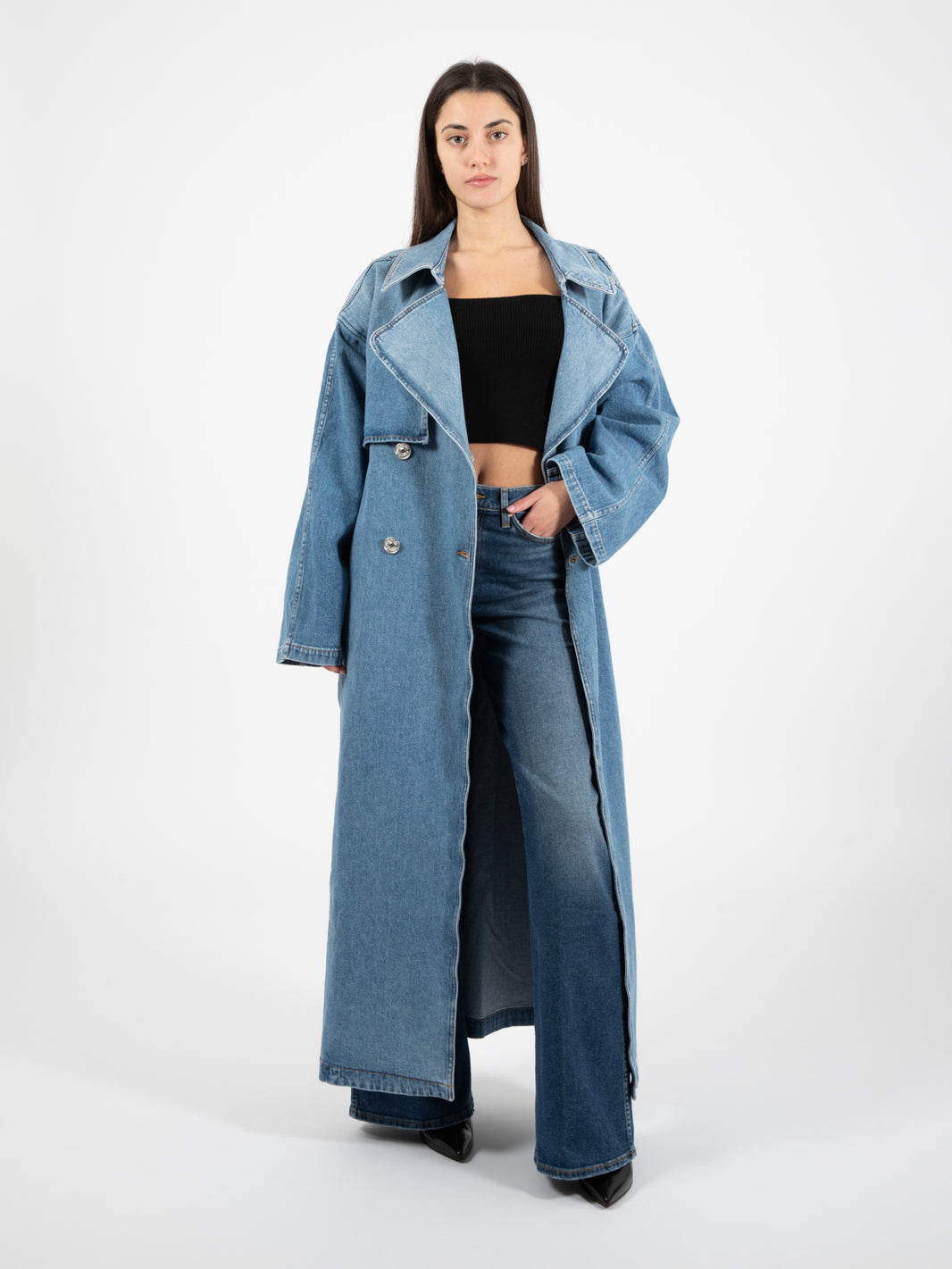 Denim trench light blue