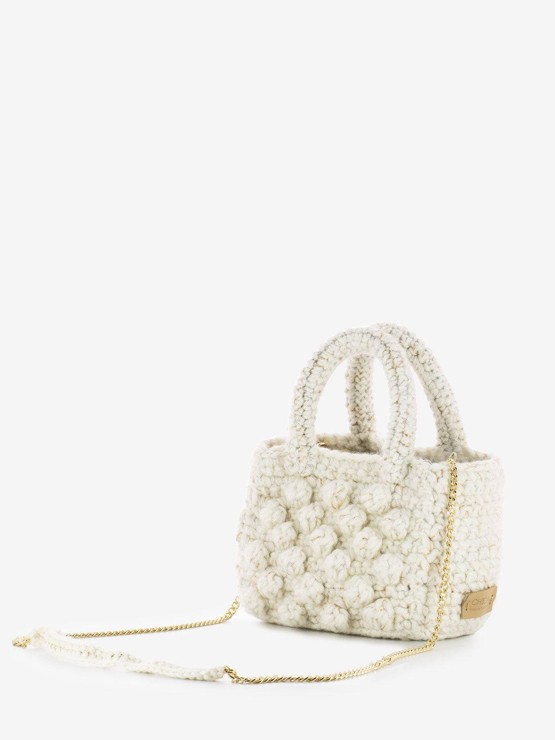 Borsa Zoe uncinetto in lana milk