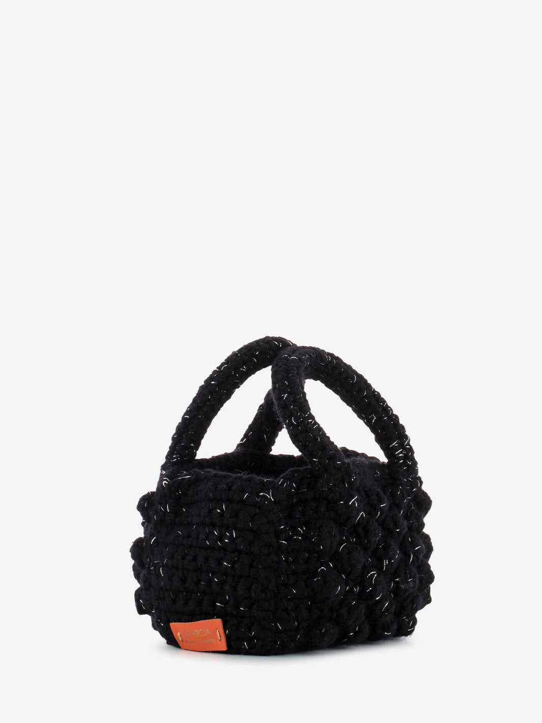 Borsa Zoe uncinetto in lana nero