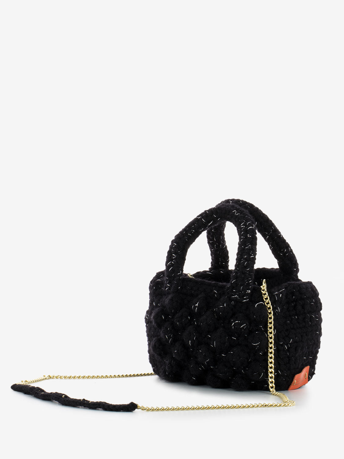 Borsa Zoe uncinetto in lana nero