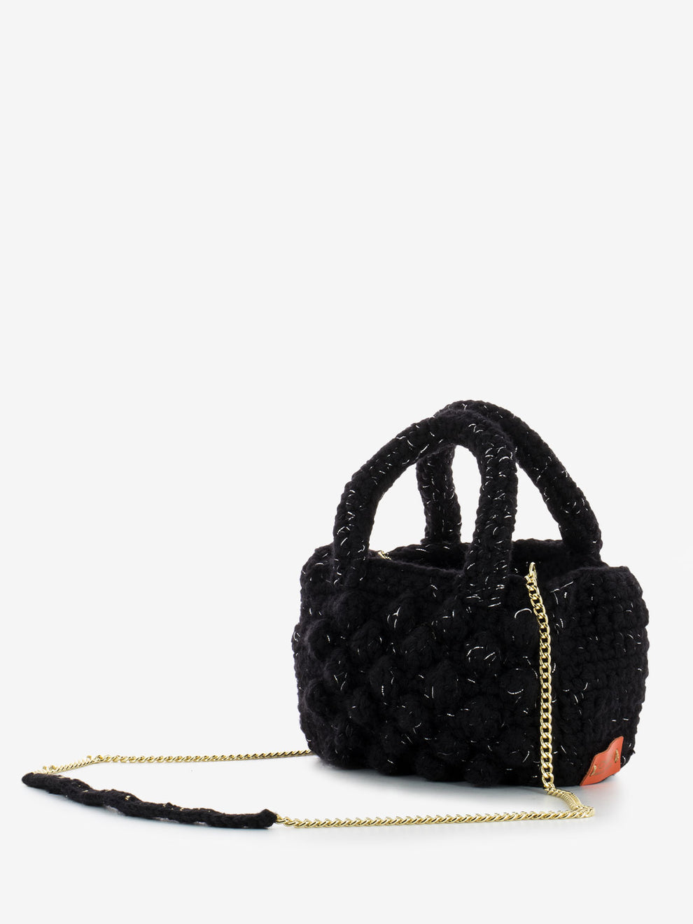 Borsa Zoe uncinetto in lana nero