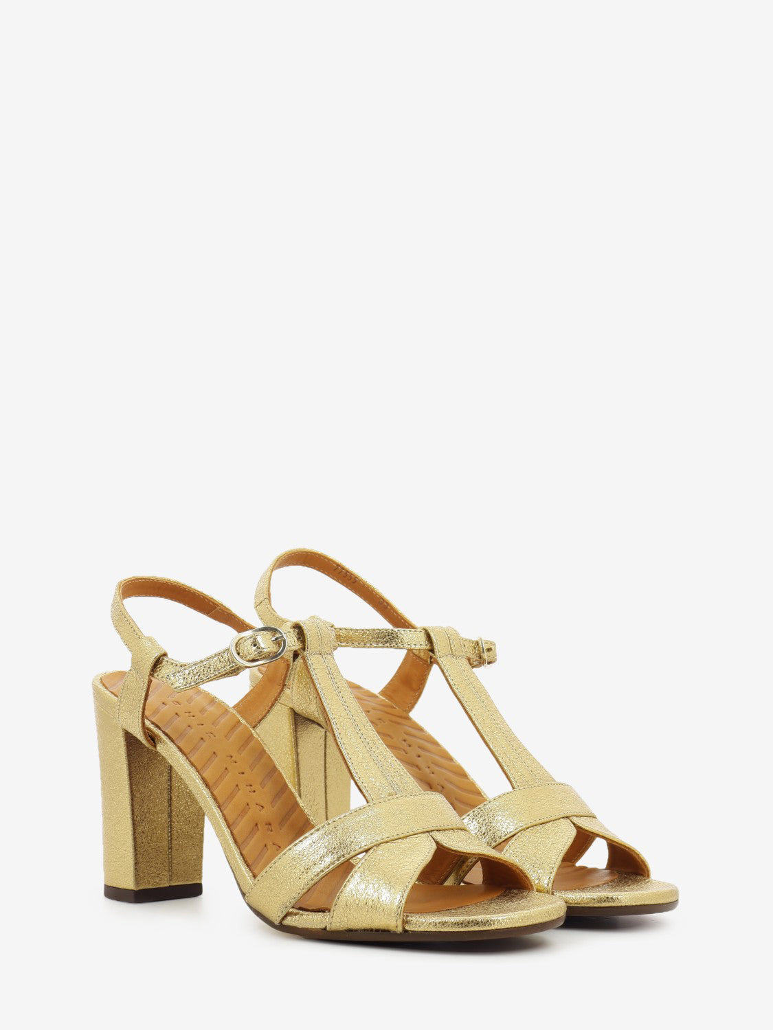 Bafrica gold leather heel sandals