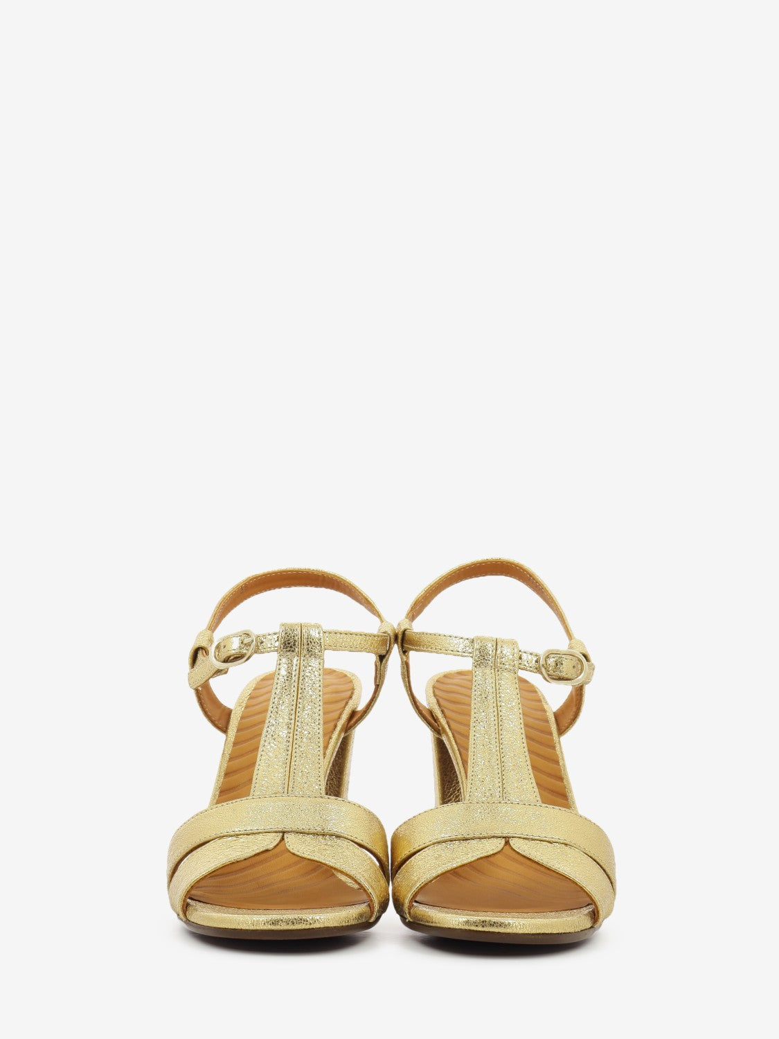 Bafrica gold leather heel sandals