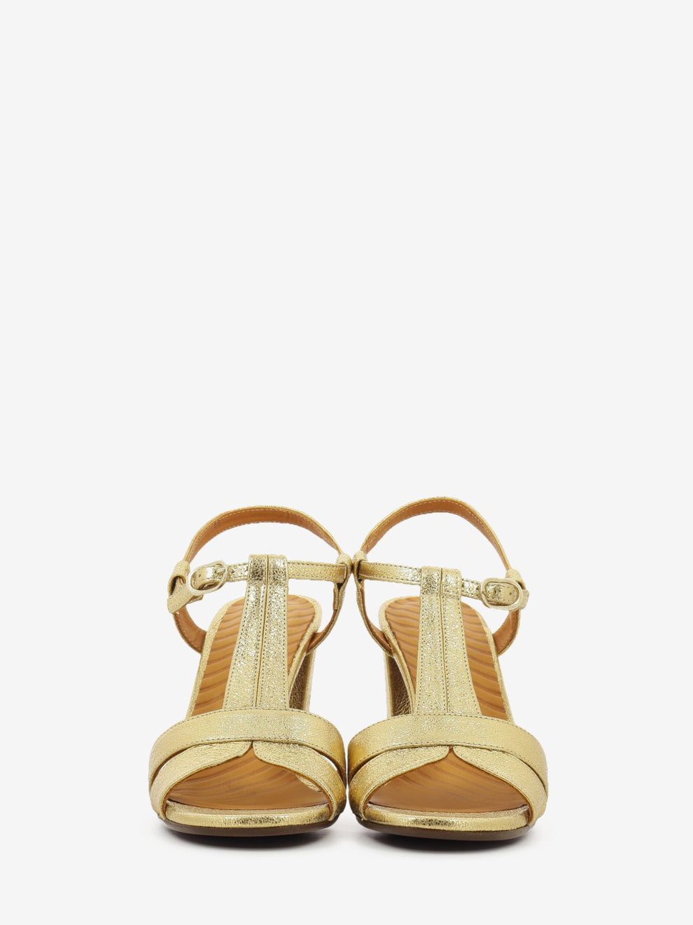 Bafrica gold leather heel sandals