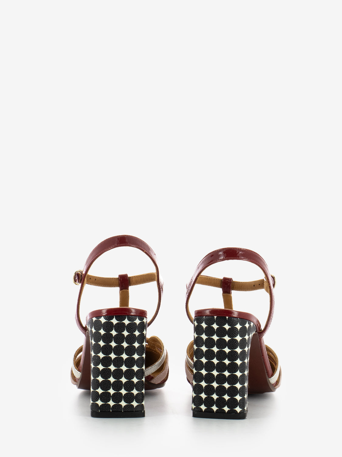 Sandali con tacco dot nero / rosso