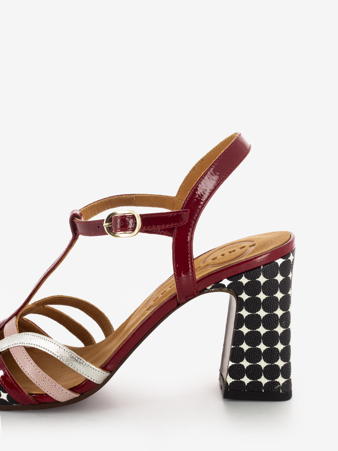 Sandali con tacco dot nero / rosso