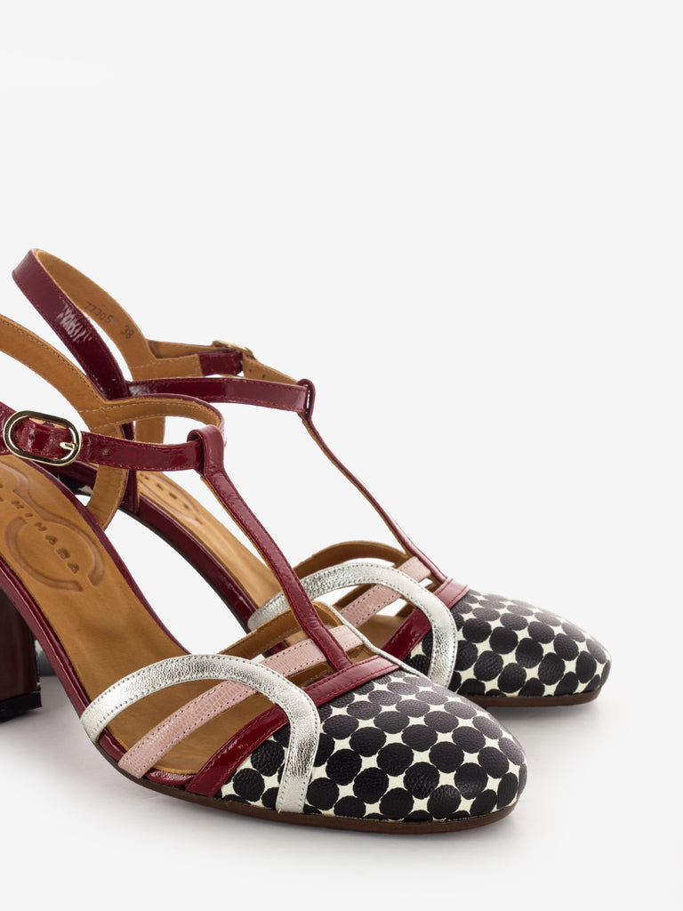 CHIE MIHARA - Sandali con tacco dot nero / rosso