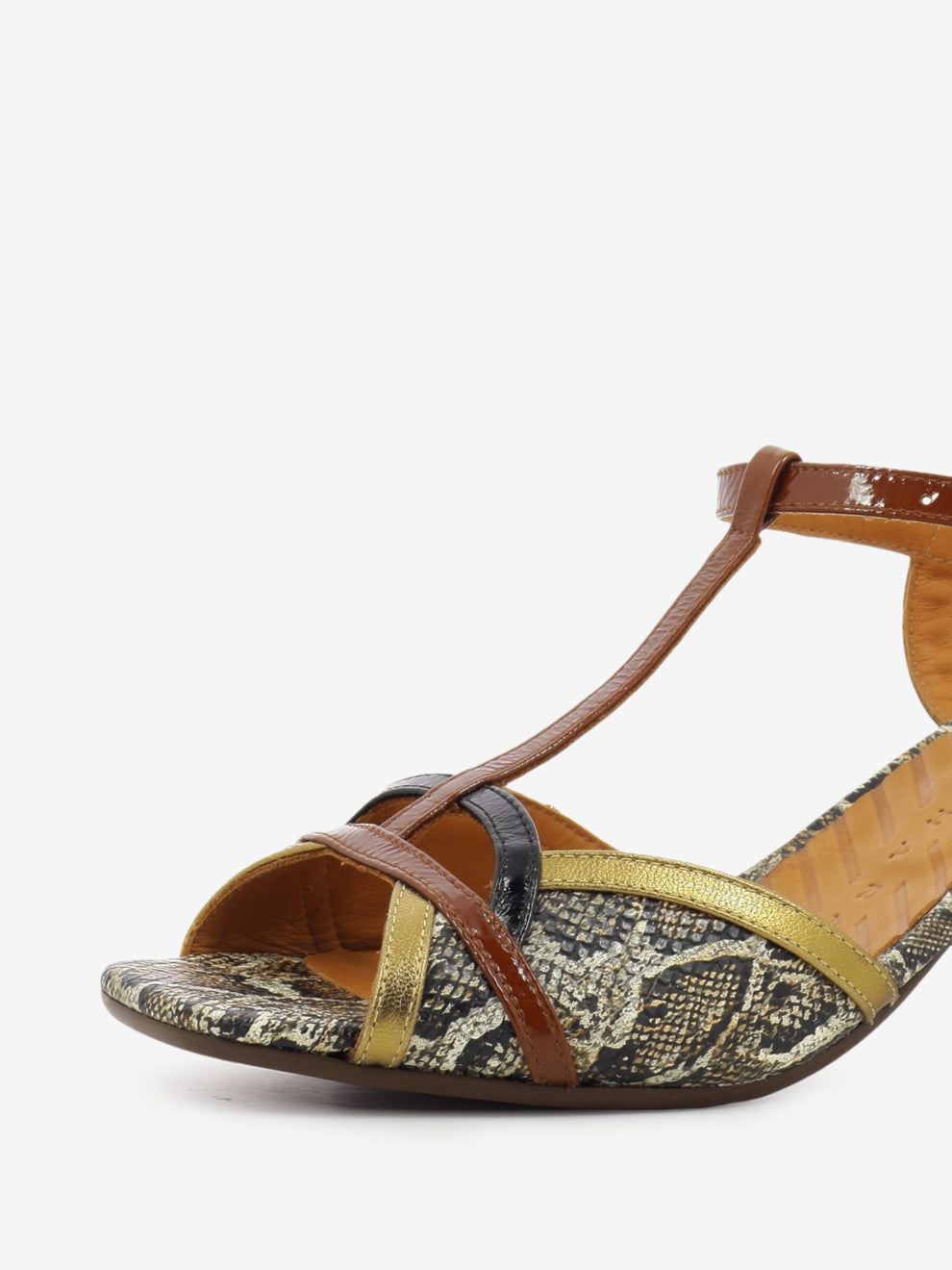 Ryejo brown / snake heeled sandals
