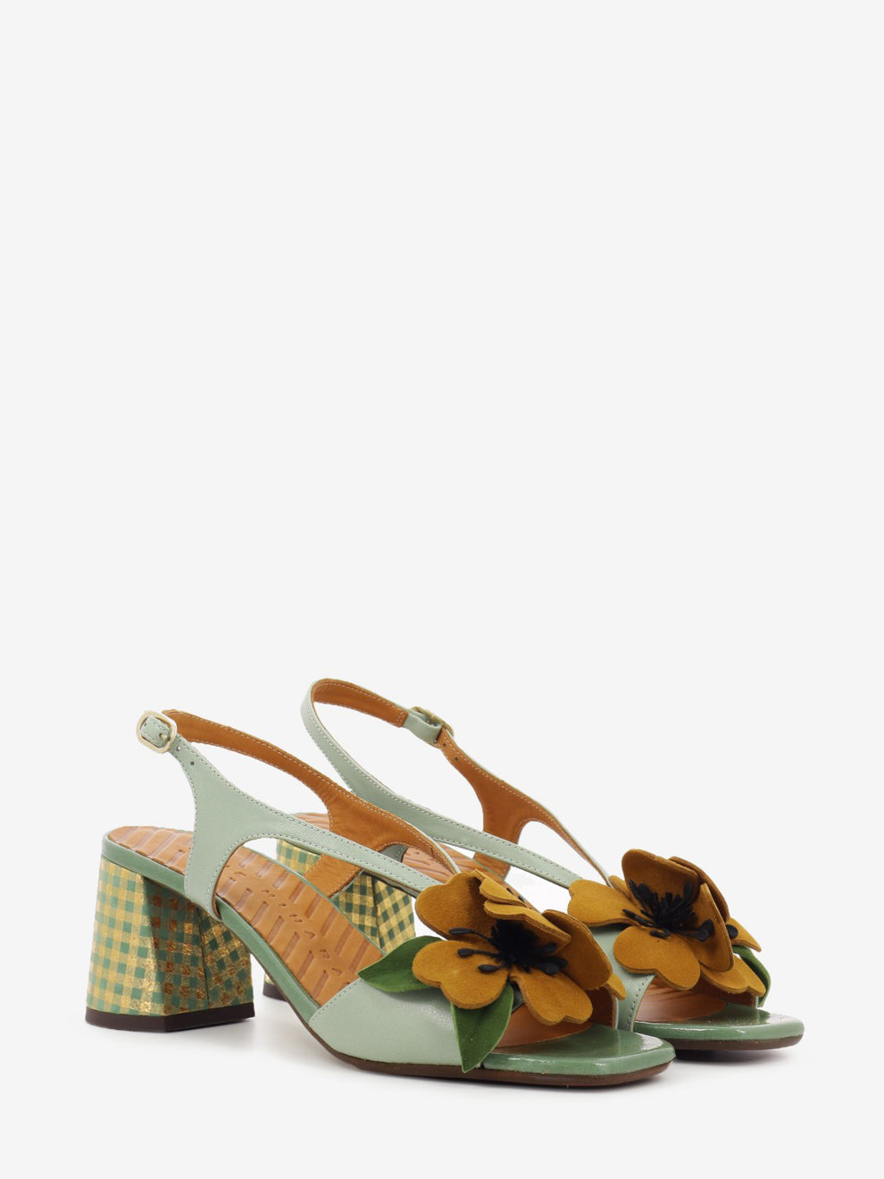 Rymane green / leather heeled sandals