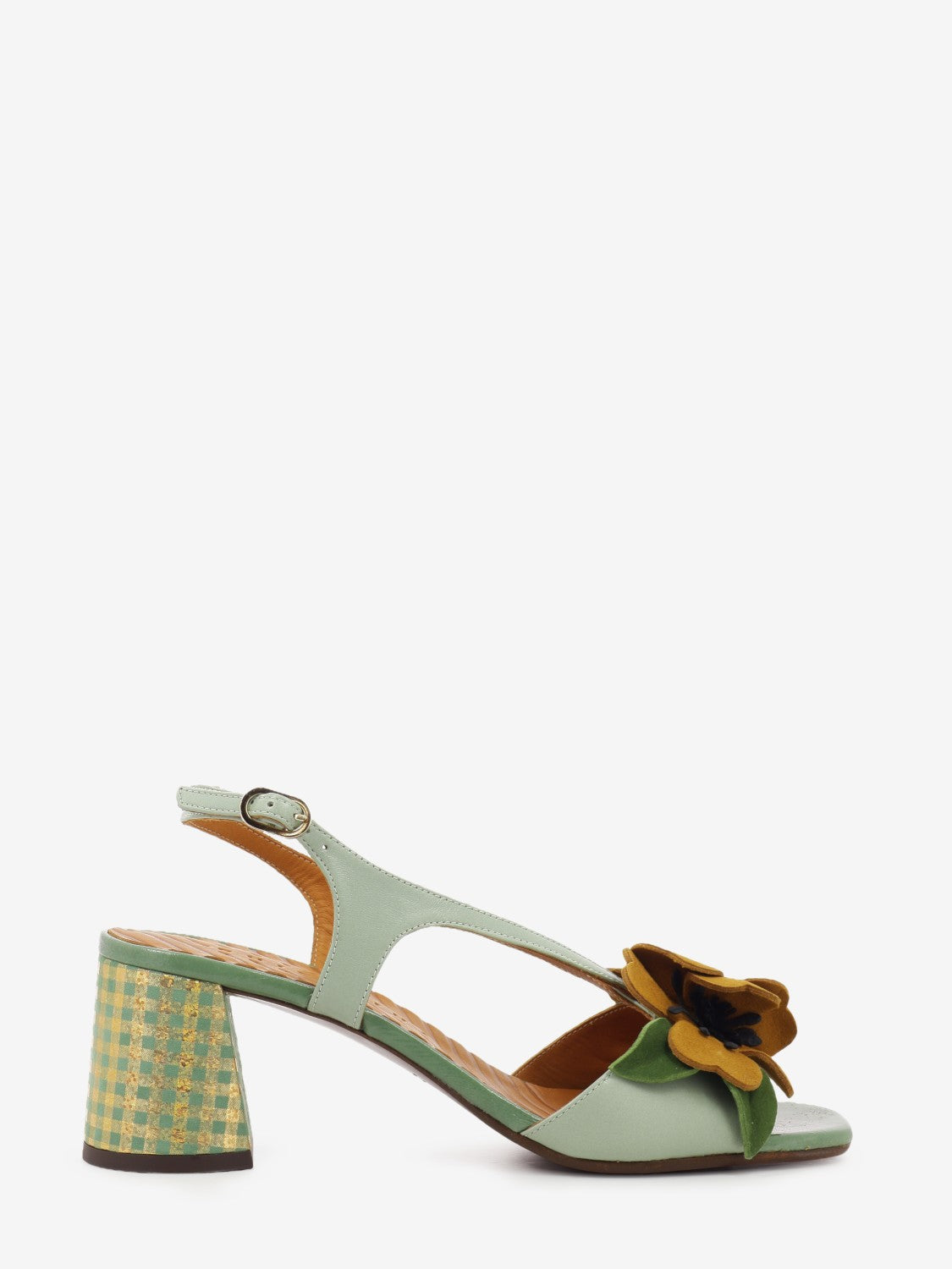 Rymane green / leather heeled sandals