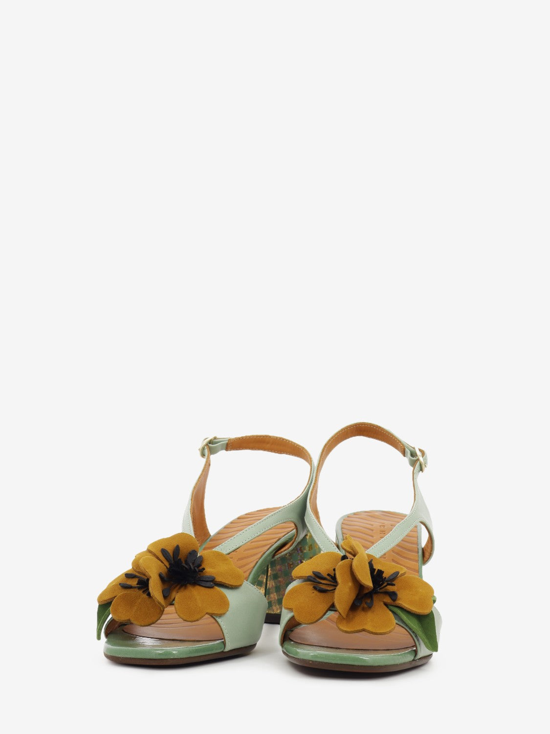 Rymane green / leather heeled sandals