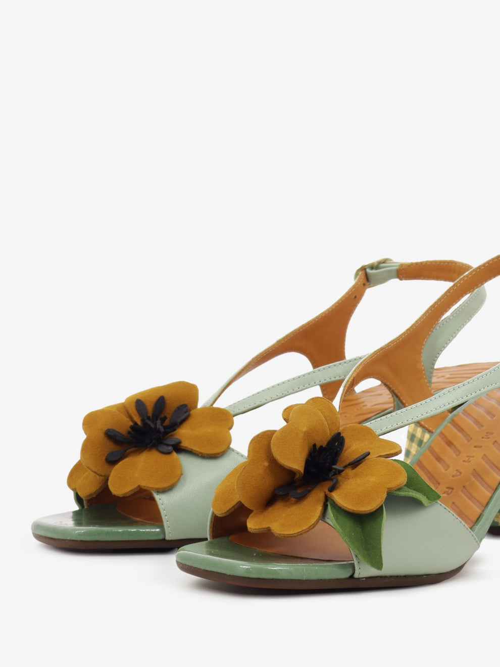 Rymane green / leather heeled sandals