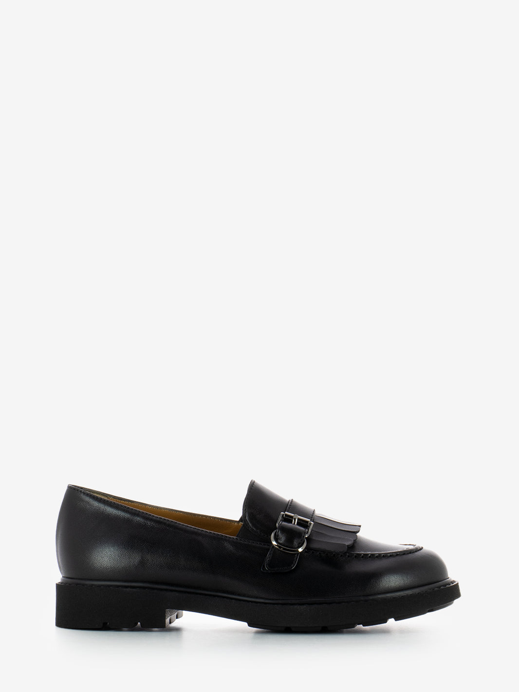 BLACK FRINGED LEATHER MOCCASIN 10827_BLK