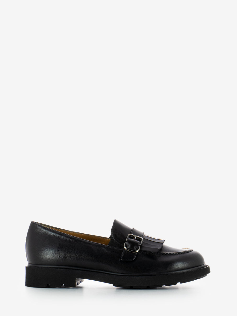 BLACK FRINGED LEATHER MOCCASIN 10827_BLK