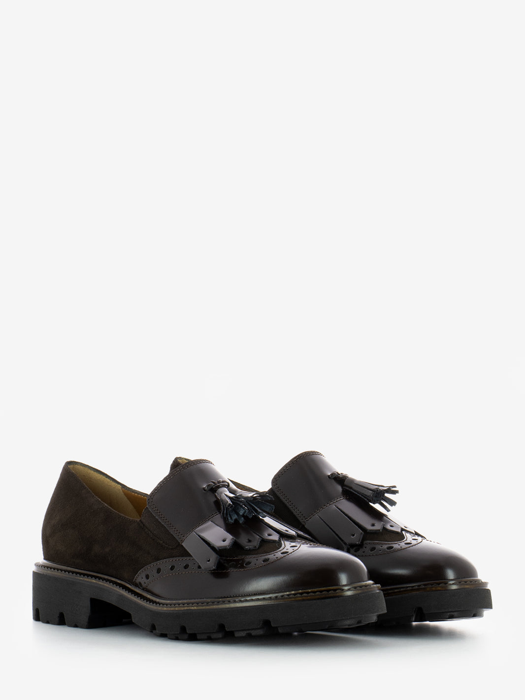 DARK BROWN LEATHER/SUEDE FRINGE MOCCASIN 10816_TDM