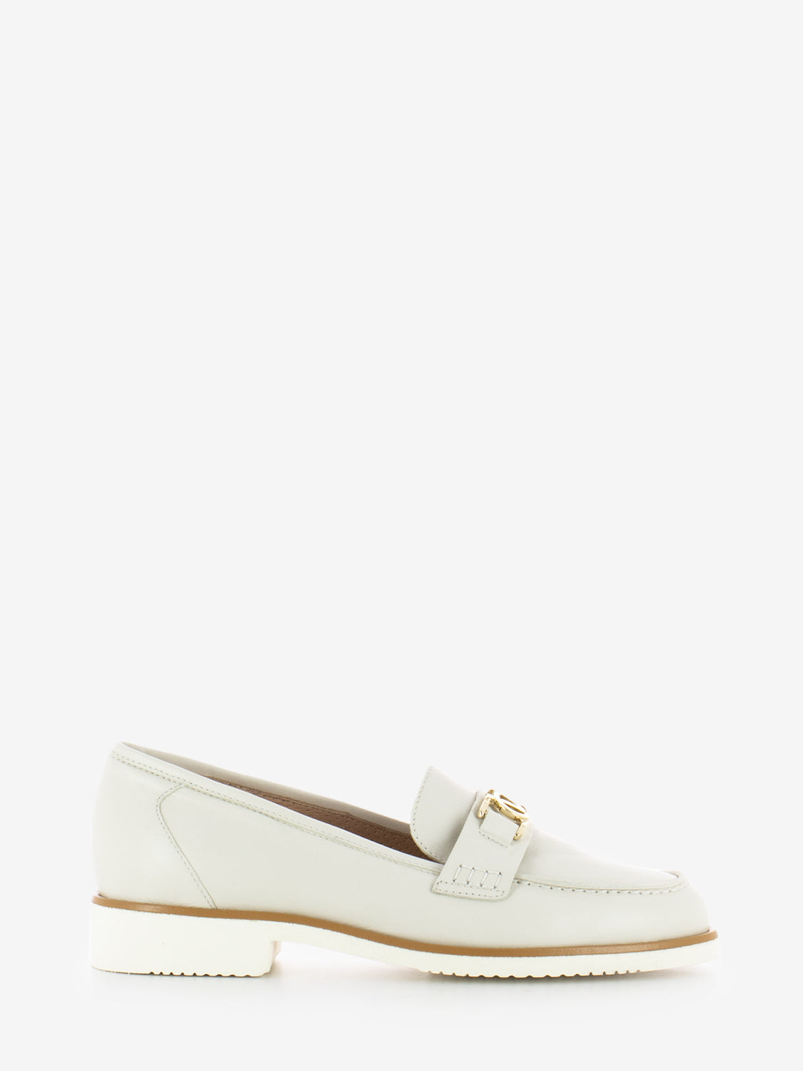 Cream/Gold Metallic Logo Loafers