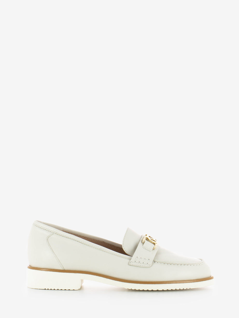 Cream/Gold Metallic Logo Loafers