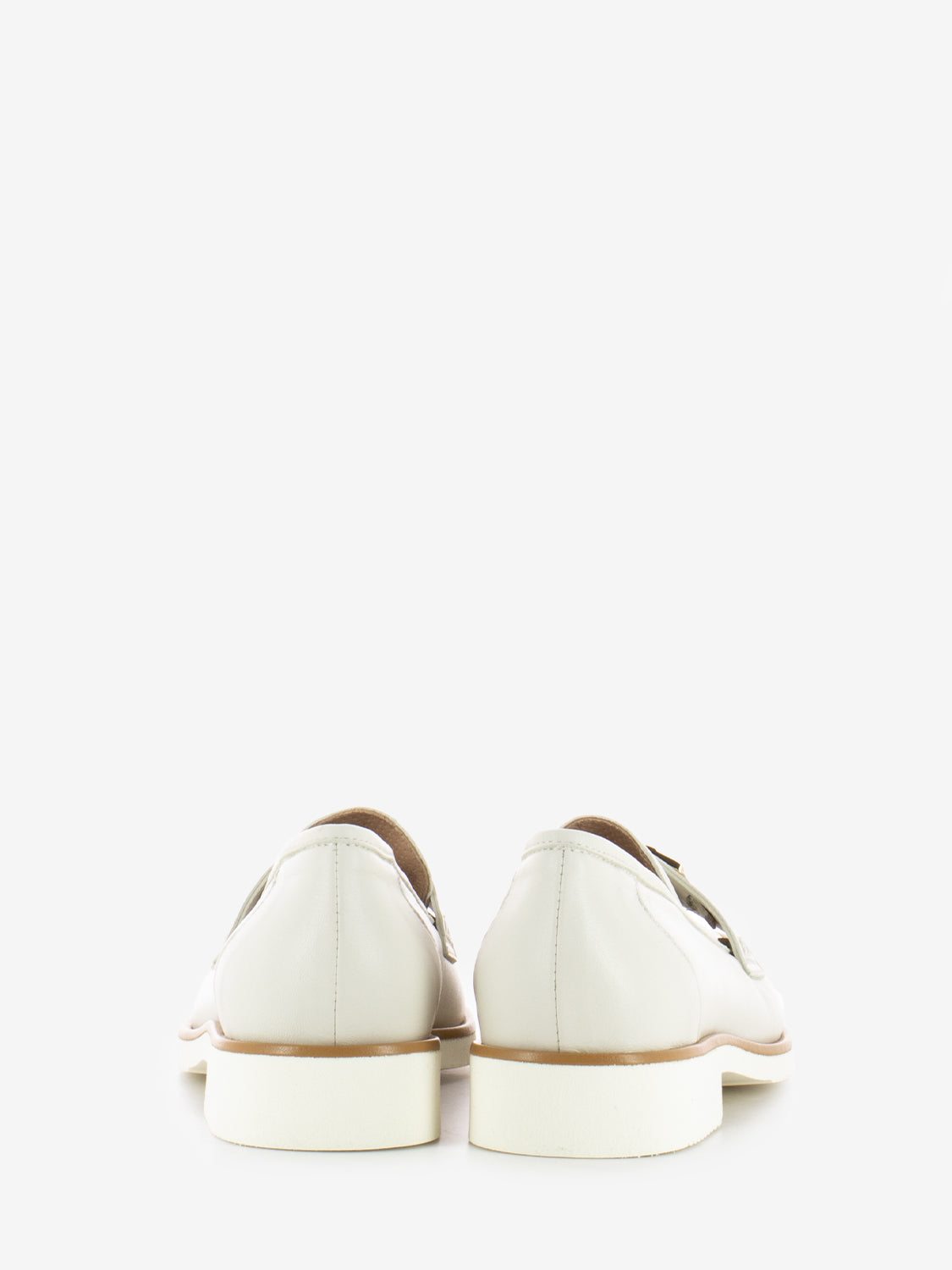Cream/Gold Metallic Logo Loafers