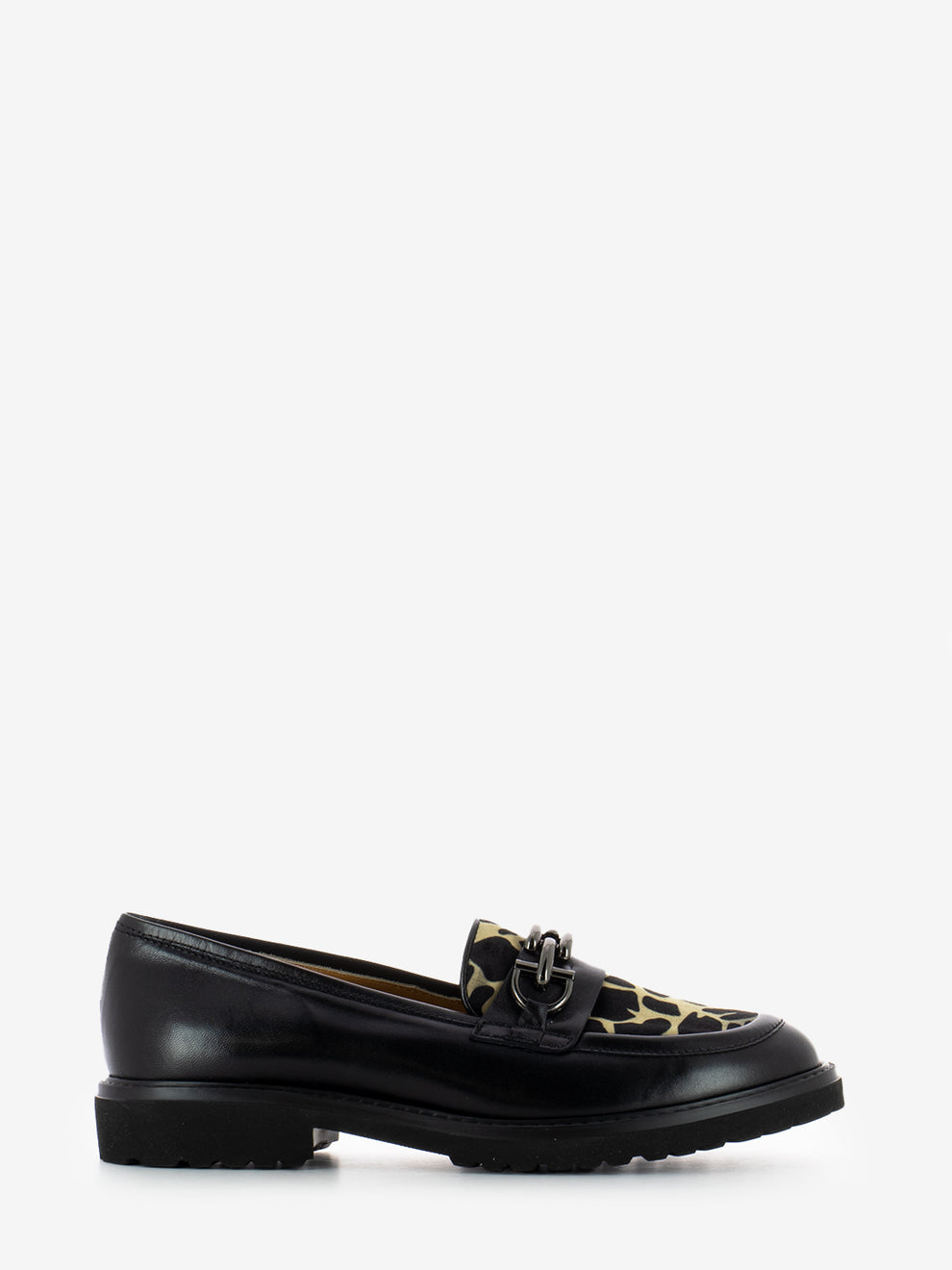 SPOTTED LEATHER MOCCASIN/BLACK 10840_BLK