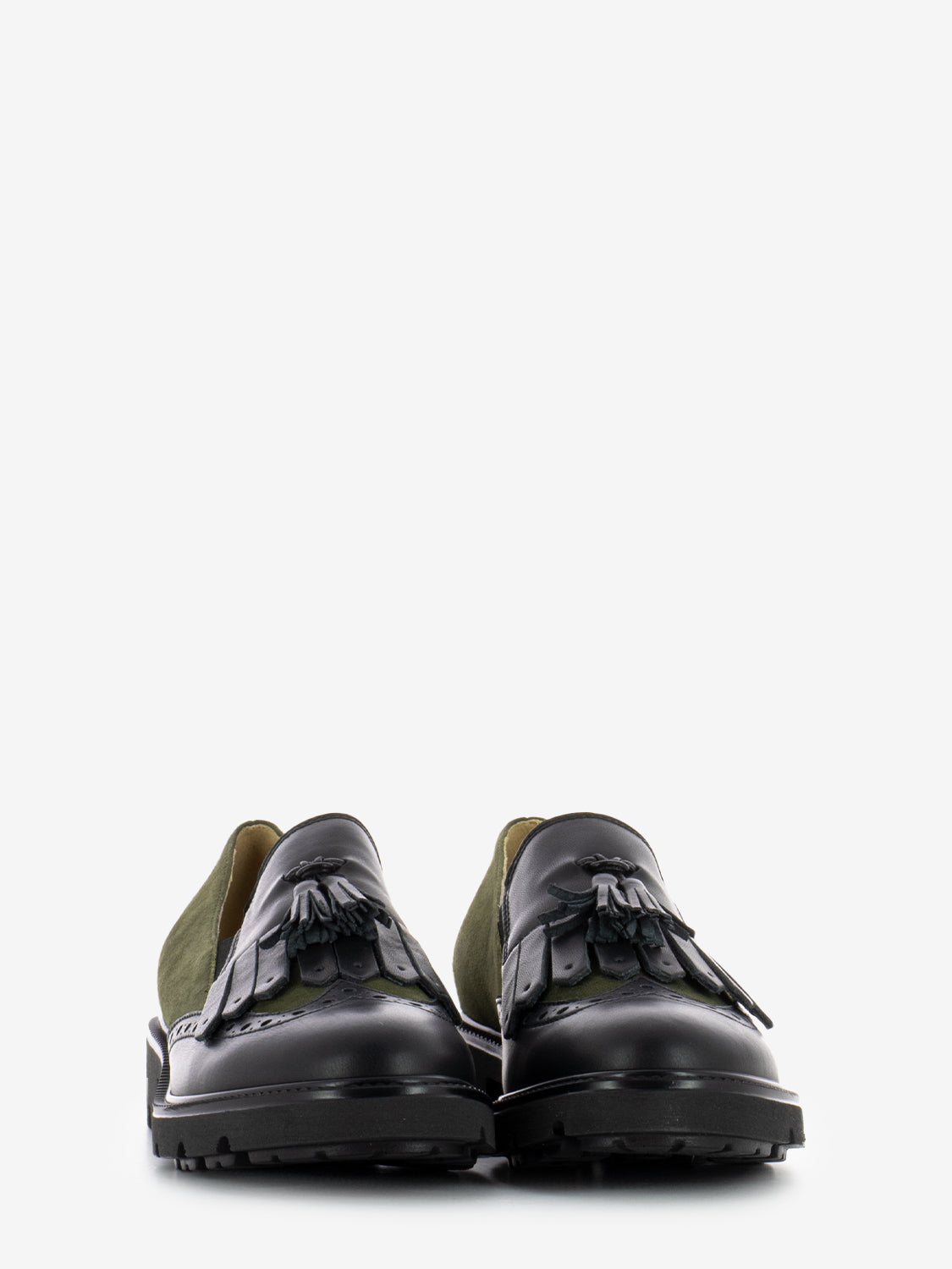 BLACK LEATHER/SUEDE FRINGE MOCCASIN 10816_BLK