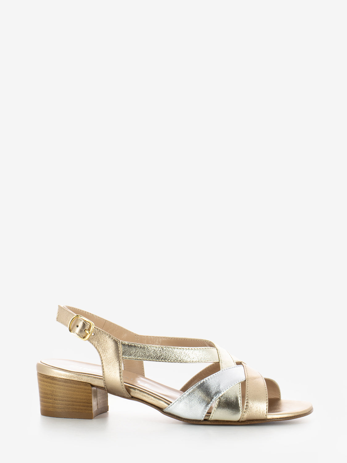 Sandali in pelle laminata oro