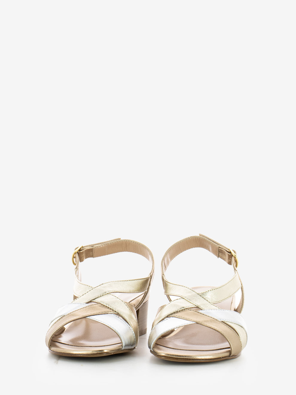 Sandali in pelle laminata oro