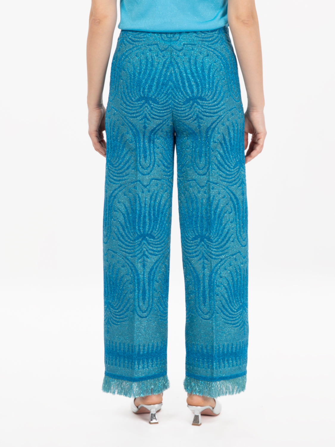 Pantalone wide frange blu