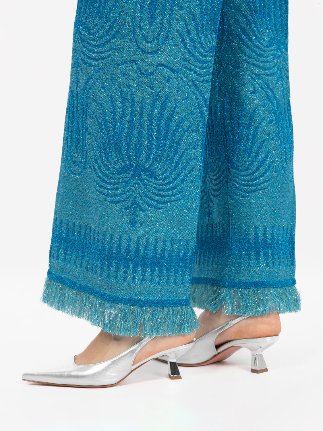 Pantalone wide frange blu