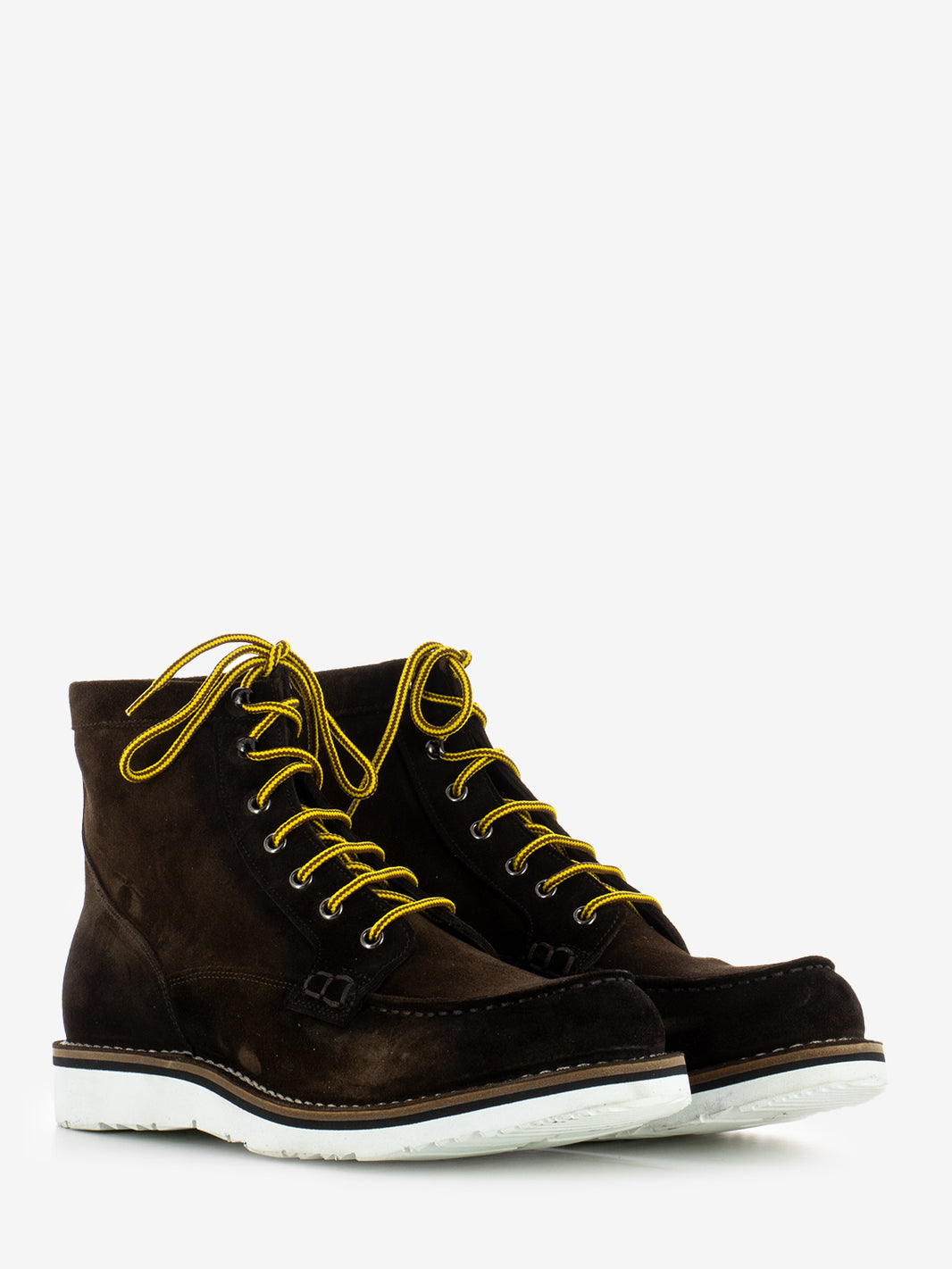 Polacco in pelle punta moc in suede marrone