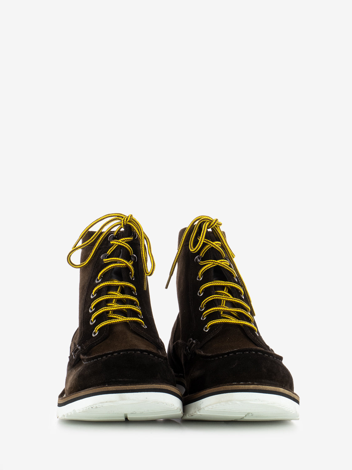 Polacco in pelle punta moc in suede marrone