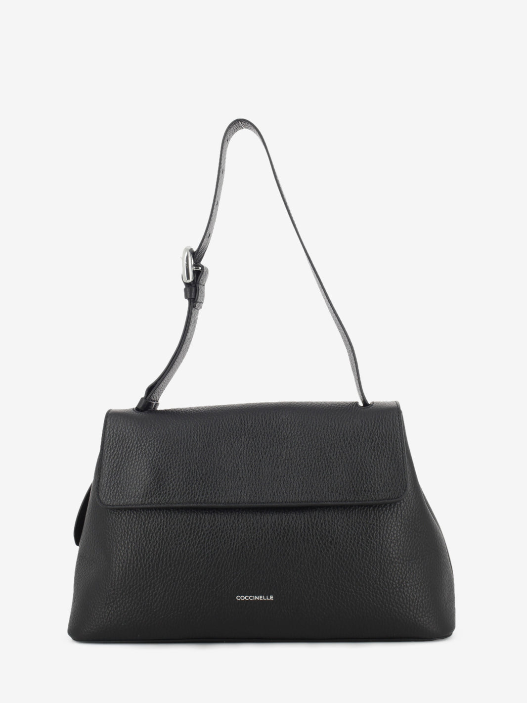Grained leather shoulder bag in black