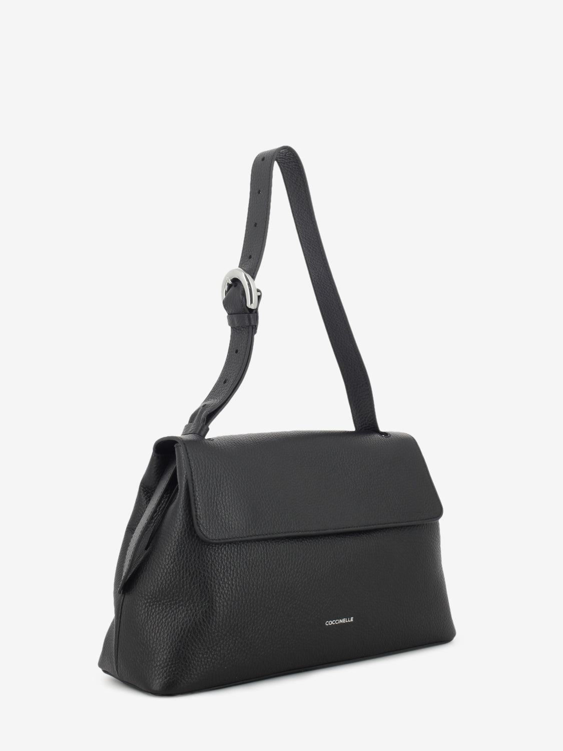 Bag a spalla grained leather noir