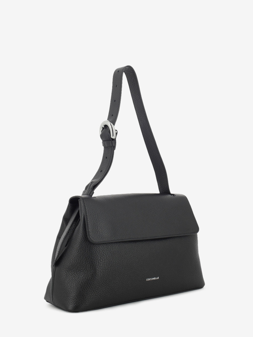 Bag a spalla grained leather noir