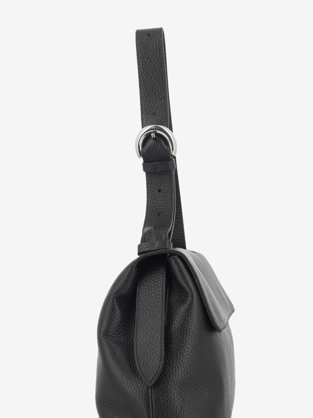 Grained leather shoulder bag in black