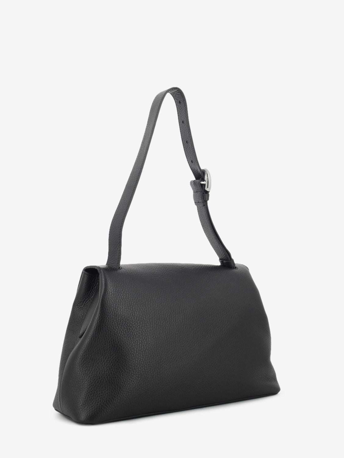 Bag a spalla grained leather noir
