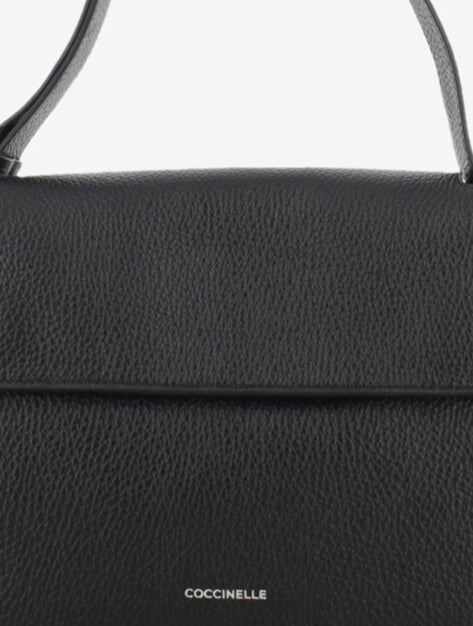 Bag a spalla grained leather noir