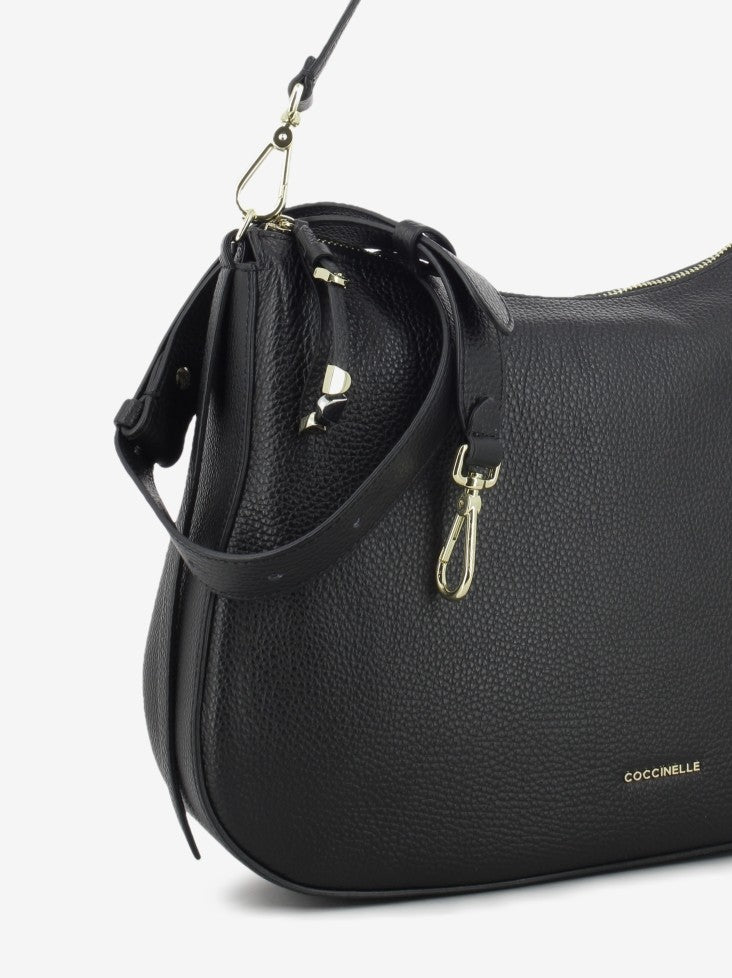 Bag grained leather noir