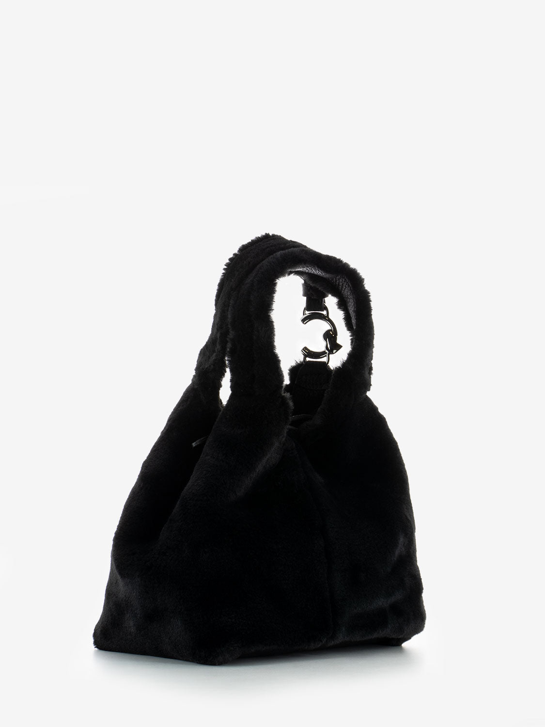 Borsa a mano C-Easy in pelliccia nero