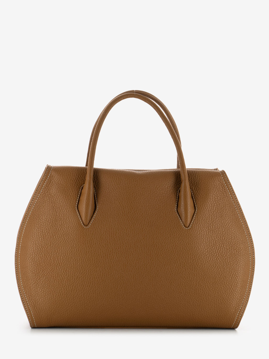 Borsa a mano in pelle martellata marrone