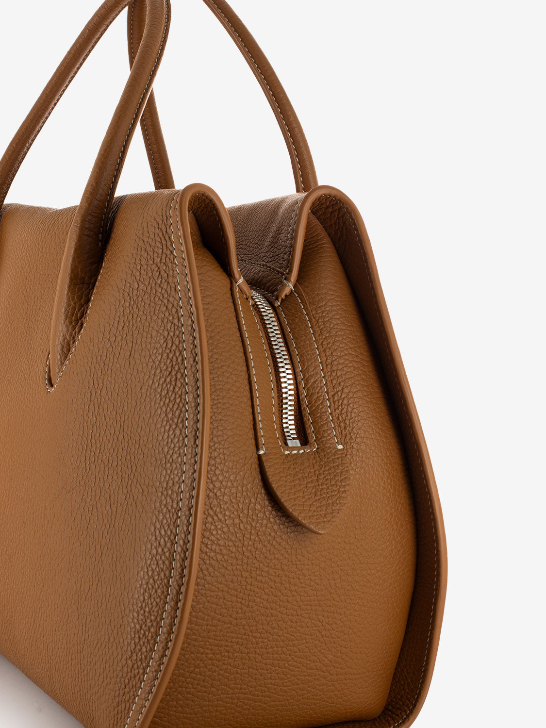 Borsa a mano in pelle martellata marrone