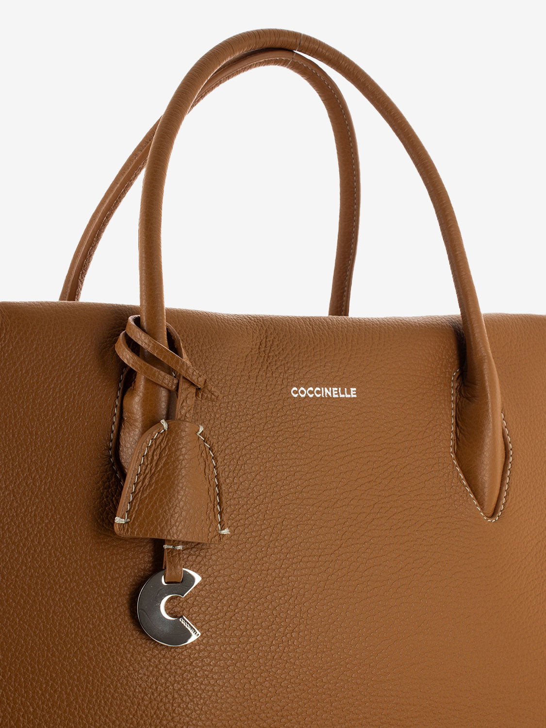 Borsa a mano in pelle martellata marrone