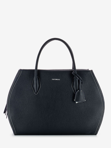 Borsa a mano in pelle martellata midnight blue