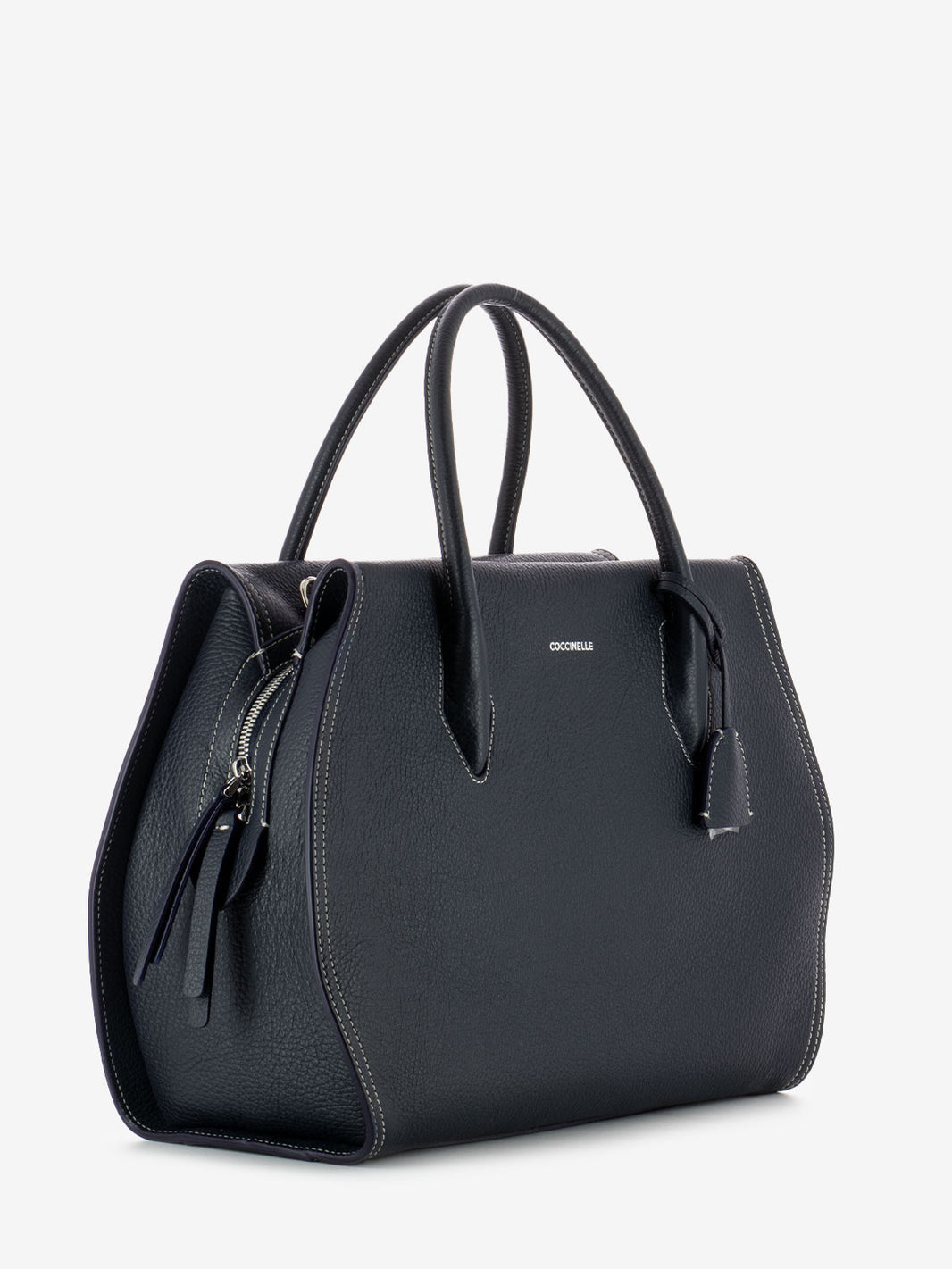 Borsa a mano in pelle martellata midnight blue