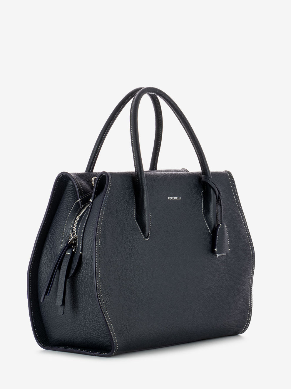Borsa a mano in pelle martellata midnight blue
