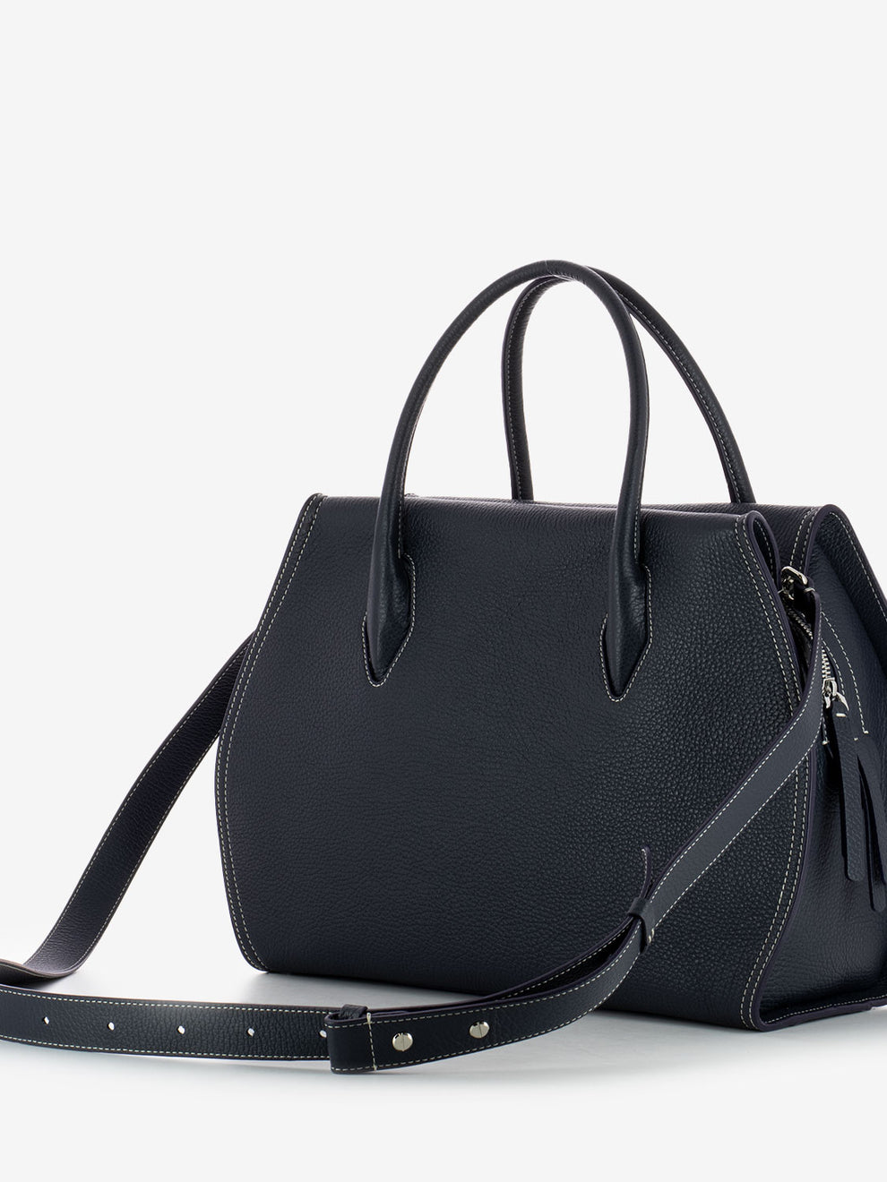 Borsa a mano in pelle martellata midnight blue