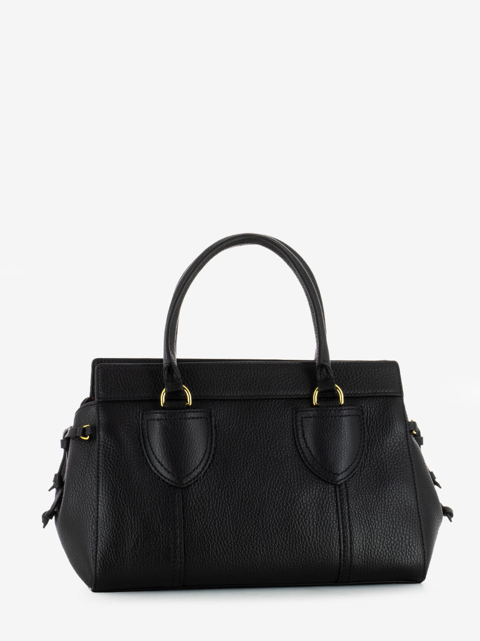 Borsa a mano in pelle martellata nera